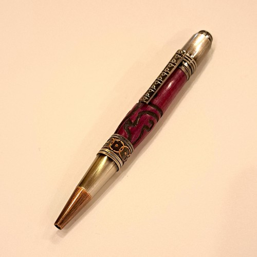 CR-015 Pen - Purple Heart/Carved/Silver $60 at Hunter Wolff Gallery